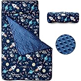 beeweed Toddler Nap Mat, Rollup Design Kid Sleeping Mat with Removable Pillow & Minky Blanket, Toddler Sleeping Bag for Daycare Preschool Travel Camping