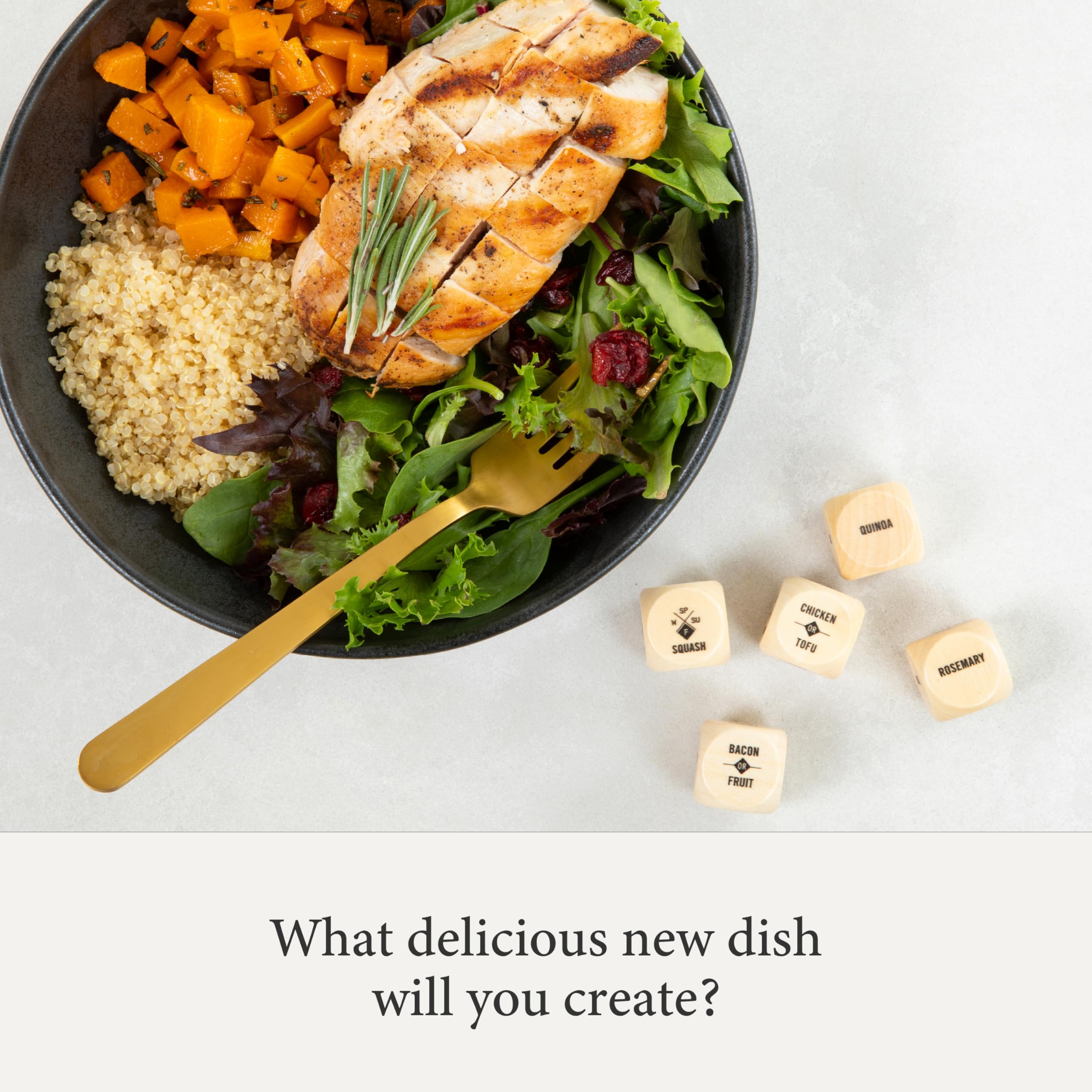 Two Tumbleweeds Foodie Dice - New Edition: Set of 9 Dice to Inspire Creative, Seasonal Meals with Take Out Die - Unique Cooking Gift