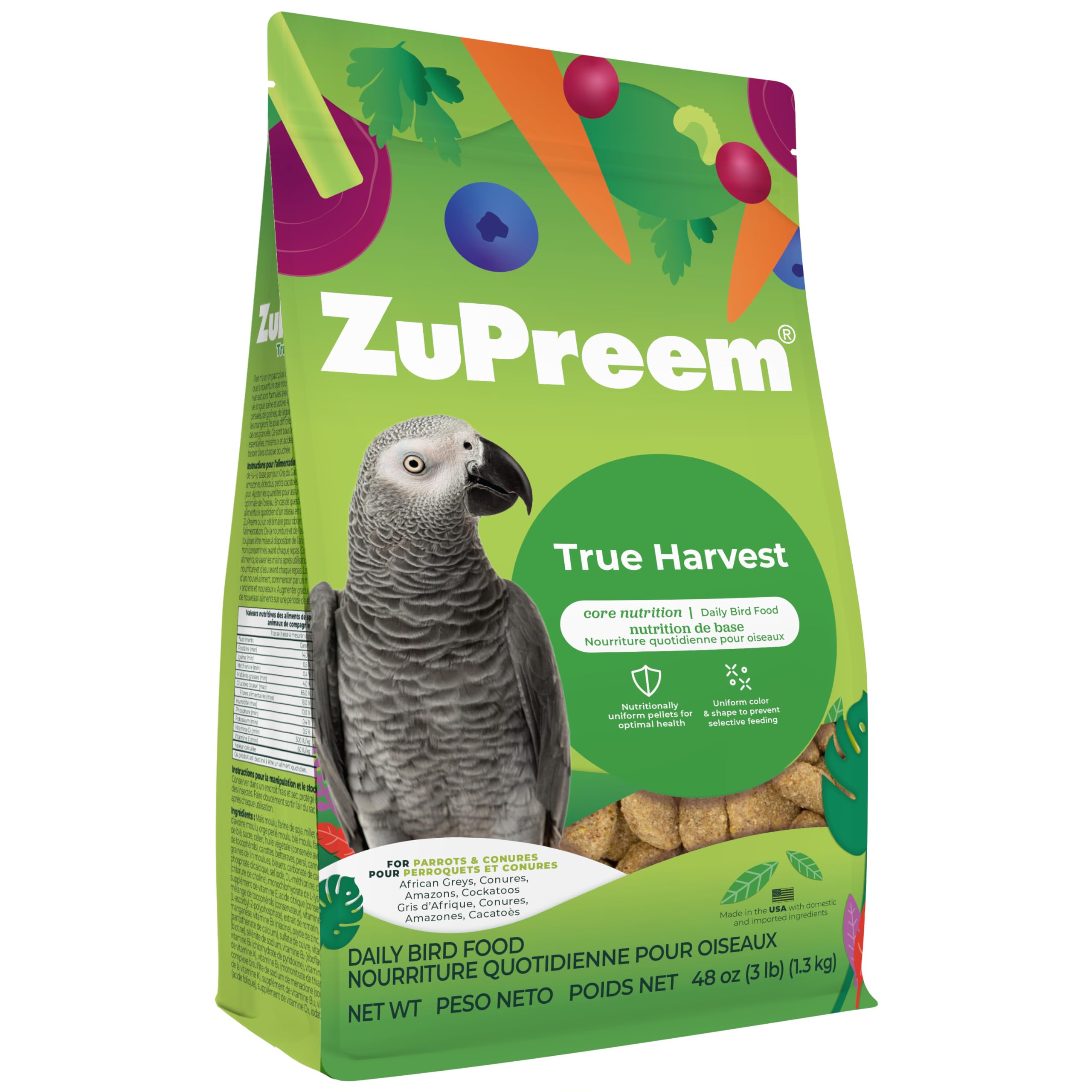 ZuPreem Natural With Added Vitamins, Minerals, Amino Acids Medium/Large Bird Food,3 Lb.