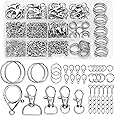 AUGSUN Keychain Making Kit, 450Pcs Keychain Craft Set Including Key Chain Clips, Lanyard Snap Hooks, Lobster Claw Clasps, Key Rings, Jump Rings and Screw Eye Pins for Key Chain Jewelry Making