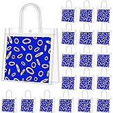 Marspark 24 Pcs Blue and Golden Ring Gift Bag with Handle Reusable Clear PVC Goodies Treats Favor Bags for Video Game Birthday Christmas Party Supplies, 5.9 x 6.3 x 2.8 Inch