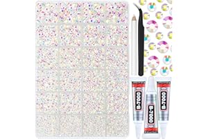 Briskbloom Bulk 25000PCS Transparent Clear AB Resin Jelly Rhinestones, Mixed 2mm 3mm 4mm 5mm 6mm Flatback Rhinestones for Cra