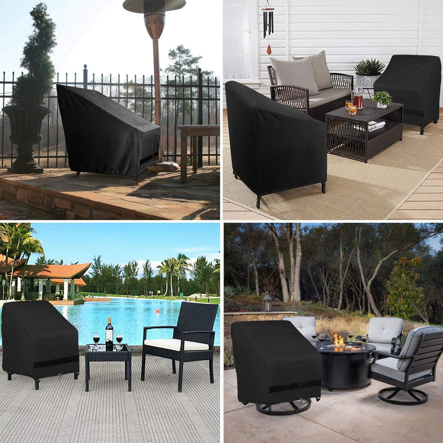 GARDRIT Patio Chair Covers, Heavy Duty Outdoor Chair Covers, 100% Waterproof Chair Covers for Patio Furniture Fits up to 35" W x 38" D x 31" H ,Black: Kitchen & Dining