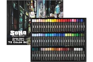 SoHo Urban Artist Oil Pastels Set of 72 - Extra Soft, Blendable, Highly Pigmented and Vibrant, Ideal for Artists, Professionals, Students - Suitable for Drawing, Sketching, Layering, and Scraping