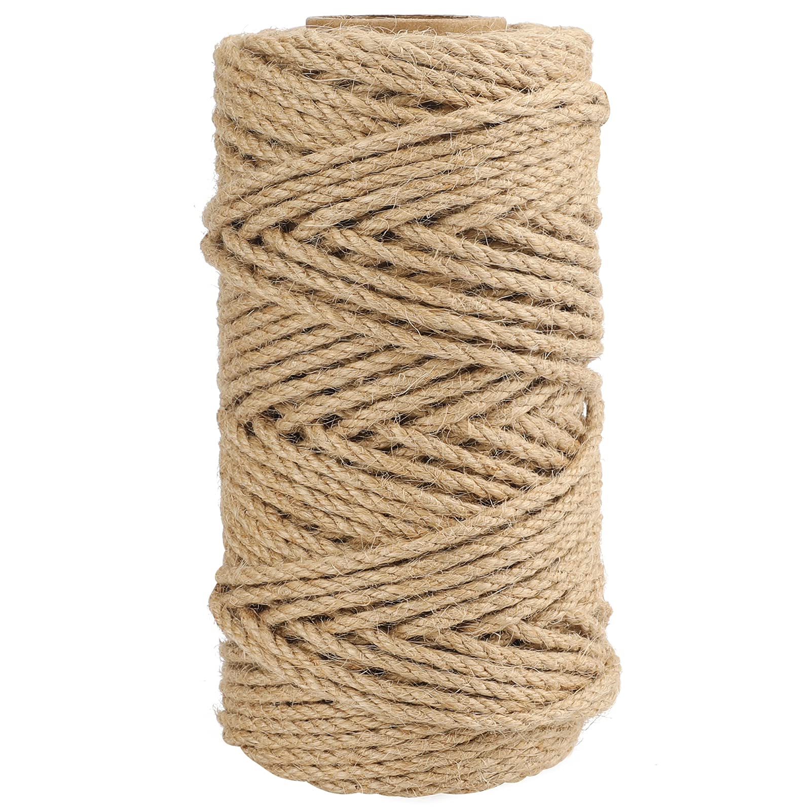 KINGLAKE 4mm Jute Rope Twine, 50m Hemp Rope Natural Garden Rope Brown Twine Thick String Rope For Crafts,Decoration,Cat Scratch Post,Gardening,Bundling
