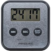 Precixe Compact Stainless Steel Digital Timer | High-Contrast LCD Display | Countdown and Countup for Kitchen, Study, or Classroom | Magnet and Stand