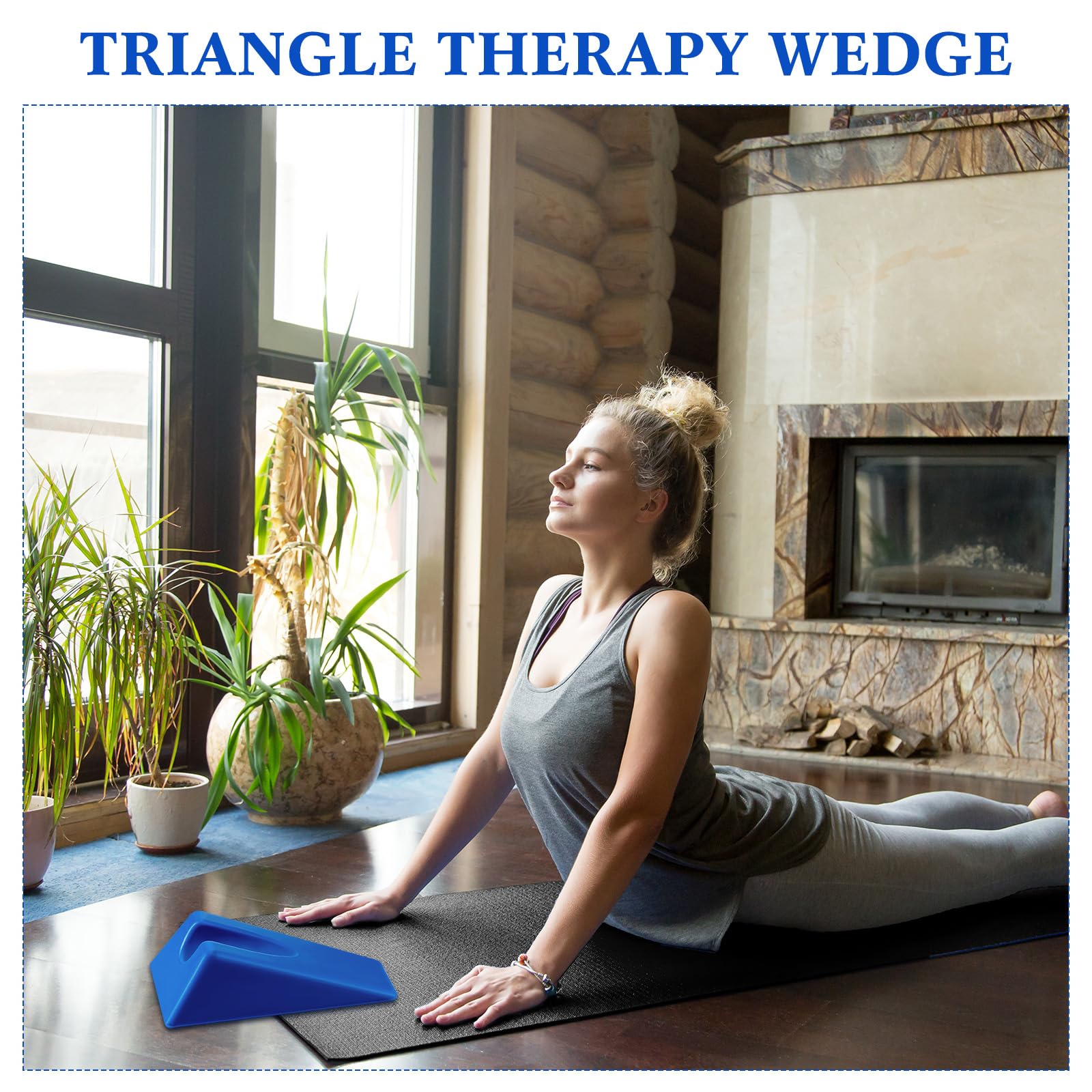 Suzile Mobilization Wedge 7.9 x 4.1 x 2 Inch Triangle Therapy Non Slip Silicone Wedge Pillow Sturdy Support for Relieve Spinal Pain Rehabilitation Tool(Blue)