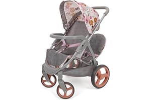 509 Crew Daisy Doll Pram - Fits Dolls up to 18", Large Retractabel Canopy, Storage Basket & Bassinet, Pretend Play for Kids A