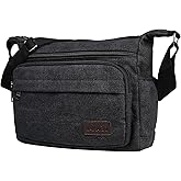 JAKAGO 13" Canvas Messenger Bag Multi Pockets Cross body Bag for Daily Use Satchel Bag for Business Travel