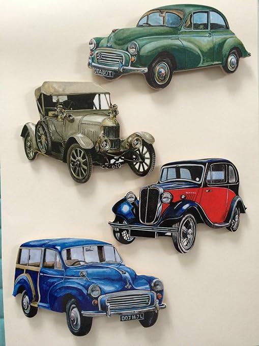 COCHE clásico MORRIS eposgear imanes de nevera. CONJUNTO DE CUATRO ...