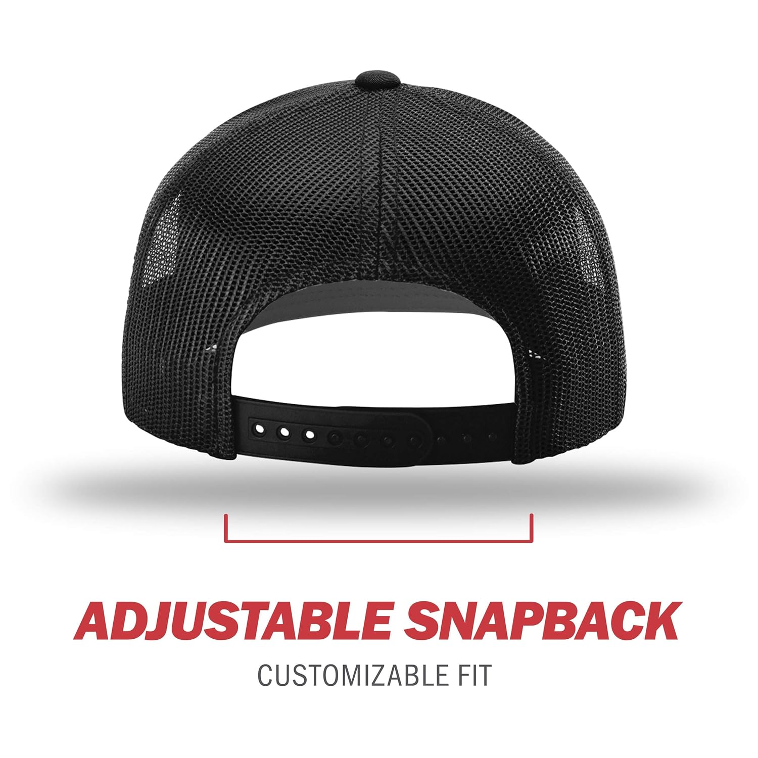 Richardson Unisex 112 Trucker Adjustable Snapback Baseball Cap, Solid Black, One Size Fits Most: Beauty