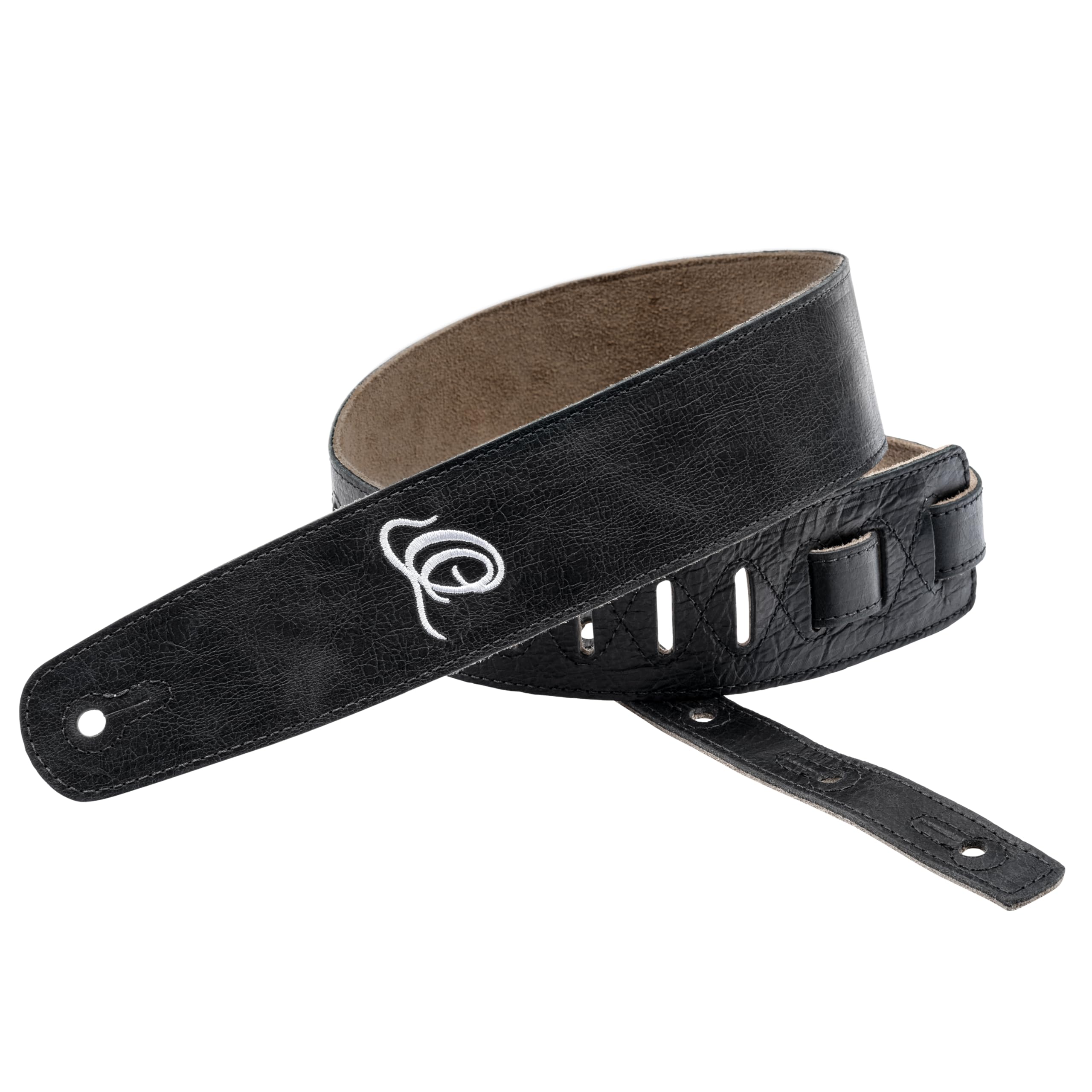 Ortega Guitars Adjustable Guitar Strap – Acoustic Guitar / Bass, Electric Guitar / Bass – Suede Series – Suede Leather, Black (OSSU-10)
