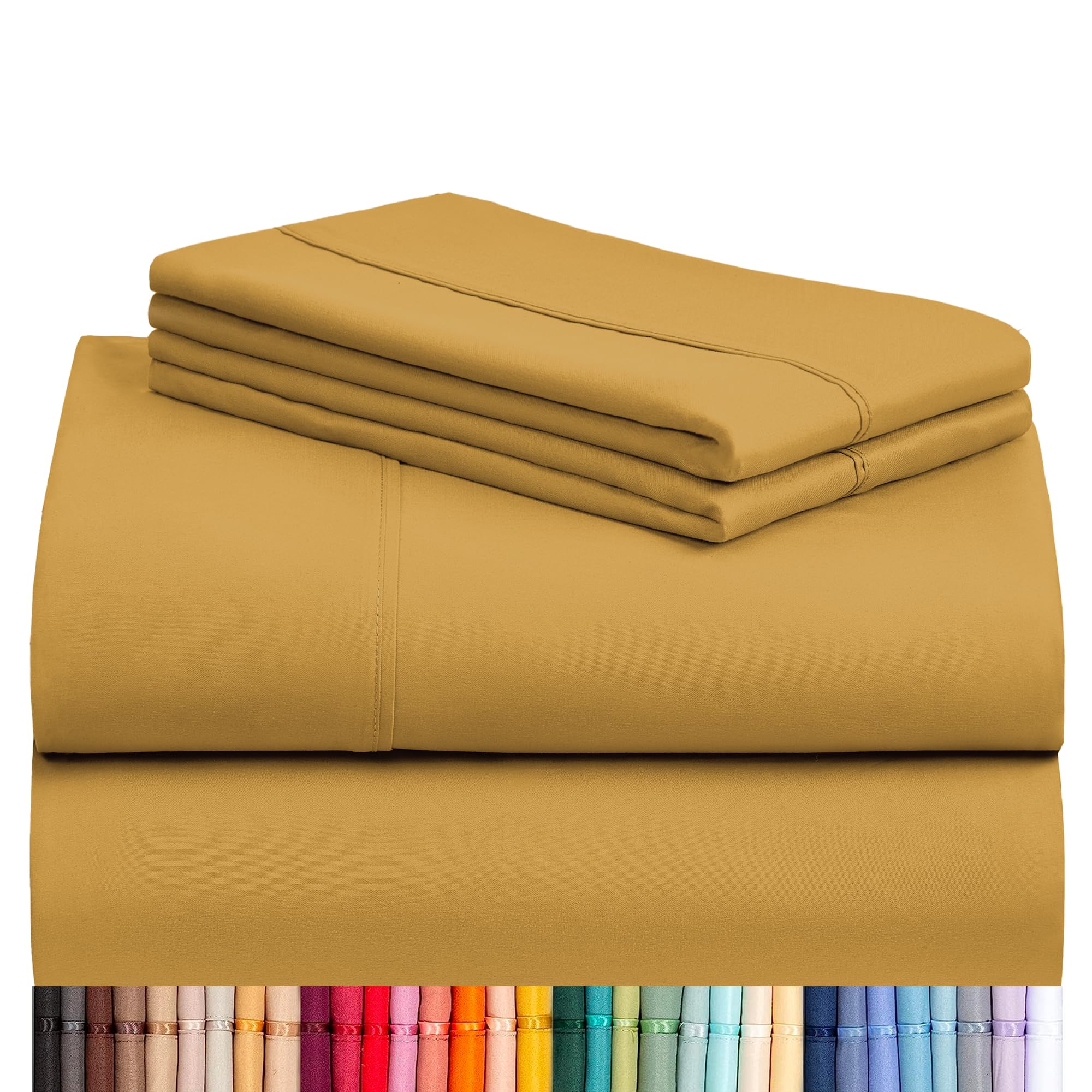 Photo 1 of LuxClub 4 PC Queen Sheet Set, Breathable Luxury Bed Sheets, Deep Pockets Wrinkle Free Cooling Sheets Machine Washable Hotel Bedding Silky Soft - Medallion Gold Queen