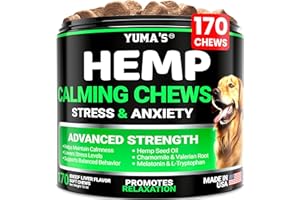 YUMA'S Hemp Calming Chews for Dogs - Advanced Dog Calming Chews - 170 Treats - Anxiety Relief Treats - Hemp Oil - Separation Aid, Stress, Hip and Joint Supplement for Canine Health Support - Beef Flavor