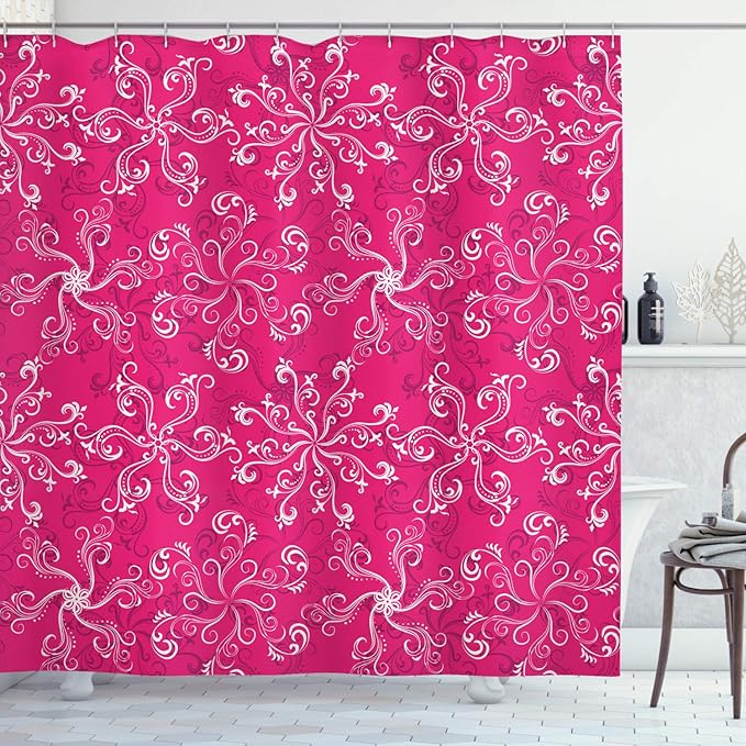Ambesonne Hot Pink Shower Curtain, Floral Arrangement