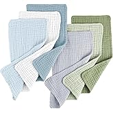Konssy Muslin Baby Burp Cloths 6 Pack, Soft Absorbent 100% Cotton Burping Clothes for Newborns, Baby Boys and Girls, Unisex