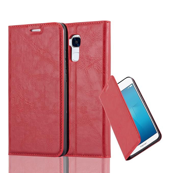 Cadorabo Hülle für Honor 5C - Hülle in Apfel ROT – Handyhülle mit Magnetverschluss, Standfunktion und Kartenfach - Case Cover