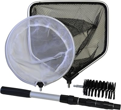 Supa 4 in 1 Pond Cleaning Kit Telescopic Pole Skimmer Net Brush