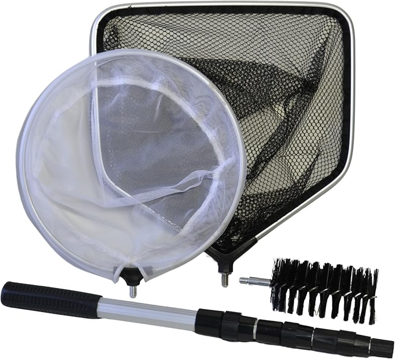 Supa 4 in 1 Pond Cleaning Kit Telescopic Pole Skimmer Net Brush