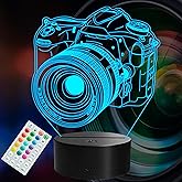 POSSHE Photographer Gifts for Men, Camera 3D Night Light with Remote Control, 16 Colors Changing, Timer, Dimmable, RGB Flashing Mode, Photography Gifts Gifts for Men Women Christmas Decor