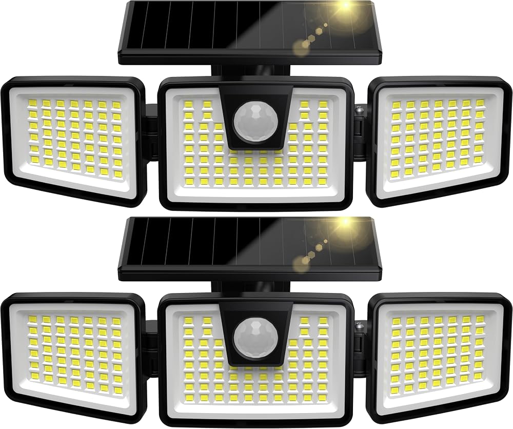 AIXPI 156LED Solar Security Lights 270° Motion Sensor IP65 2 Pack