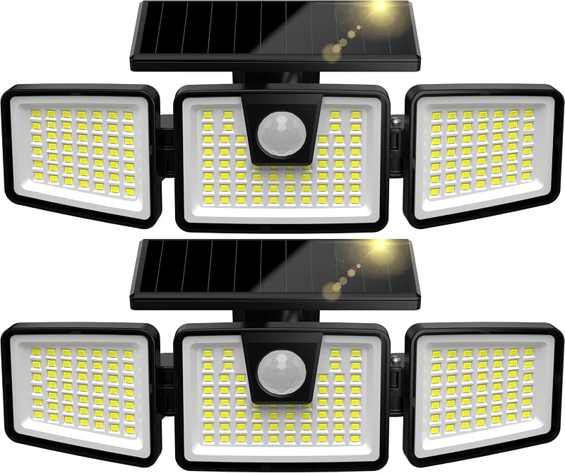 AIXPI 156LED Solar Security Lights 270° Motion Sensor IP65 2 Pack