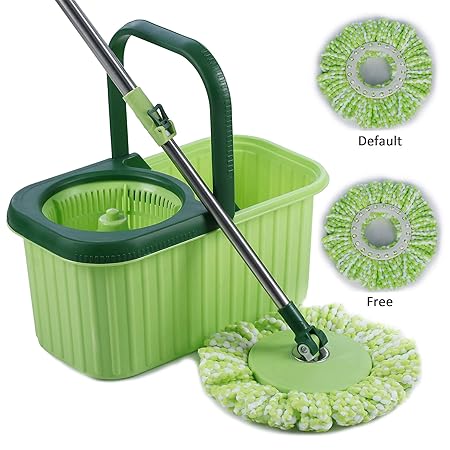 Smile Mom Mop with Bucket Set and Best 360 Degree Spin, Easy Wheels for Floor Cleaning & 2 Refill Head