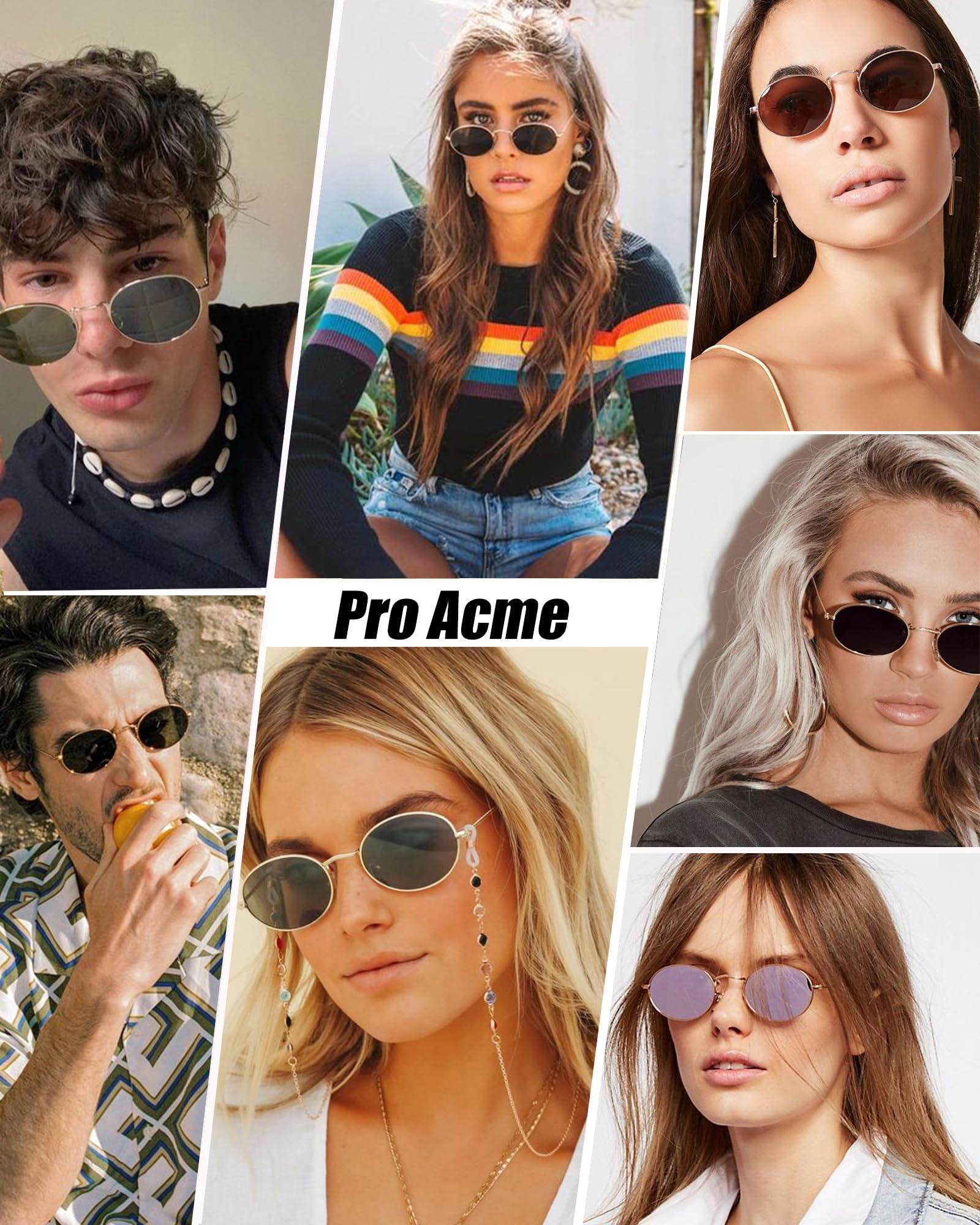 Pro Acme Retro Oval Metal Polarized Sunglasses for Women Men Small Trendy 90s Vintage Shades