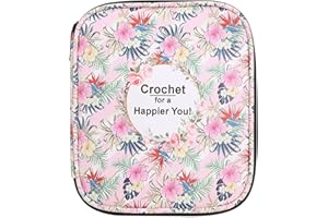 QZLKNIT Crochet Hook Waterproof Case(6.7 * 7.8 ''), Travel Storage Bag for Sewing Crochet Hooks, Lighted Hooks, Needles and Accessories (Pink)