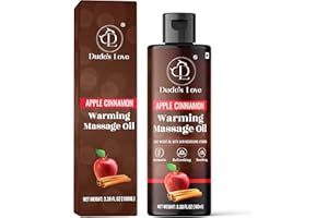 Dude's Love - Organic - Flavored Warming Body Massage Oil - Apple Cinnamon | No Stain - Non-Sticky | Nourish & Moisturize Skin | Aromatherapy Vegan Oil - 3.38 Fl Oz