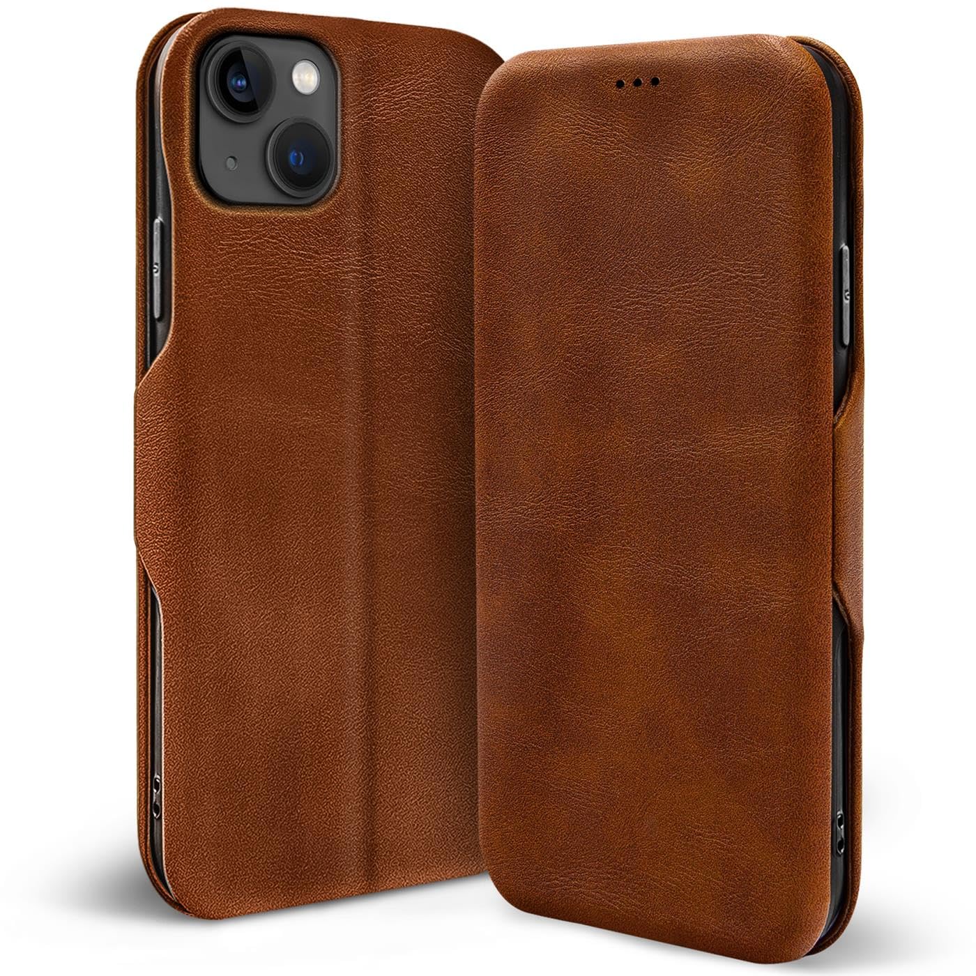 Verco Book Style for Apple iPhone 13 Mini Case, Premium Magnetic Flip Cover for iPhone 13 Mini Wallet Case with Card Slot, Brown