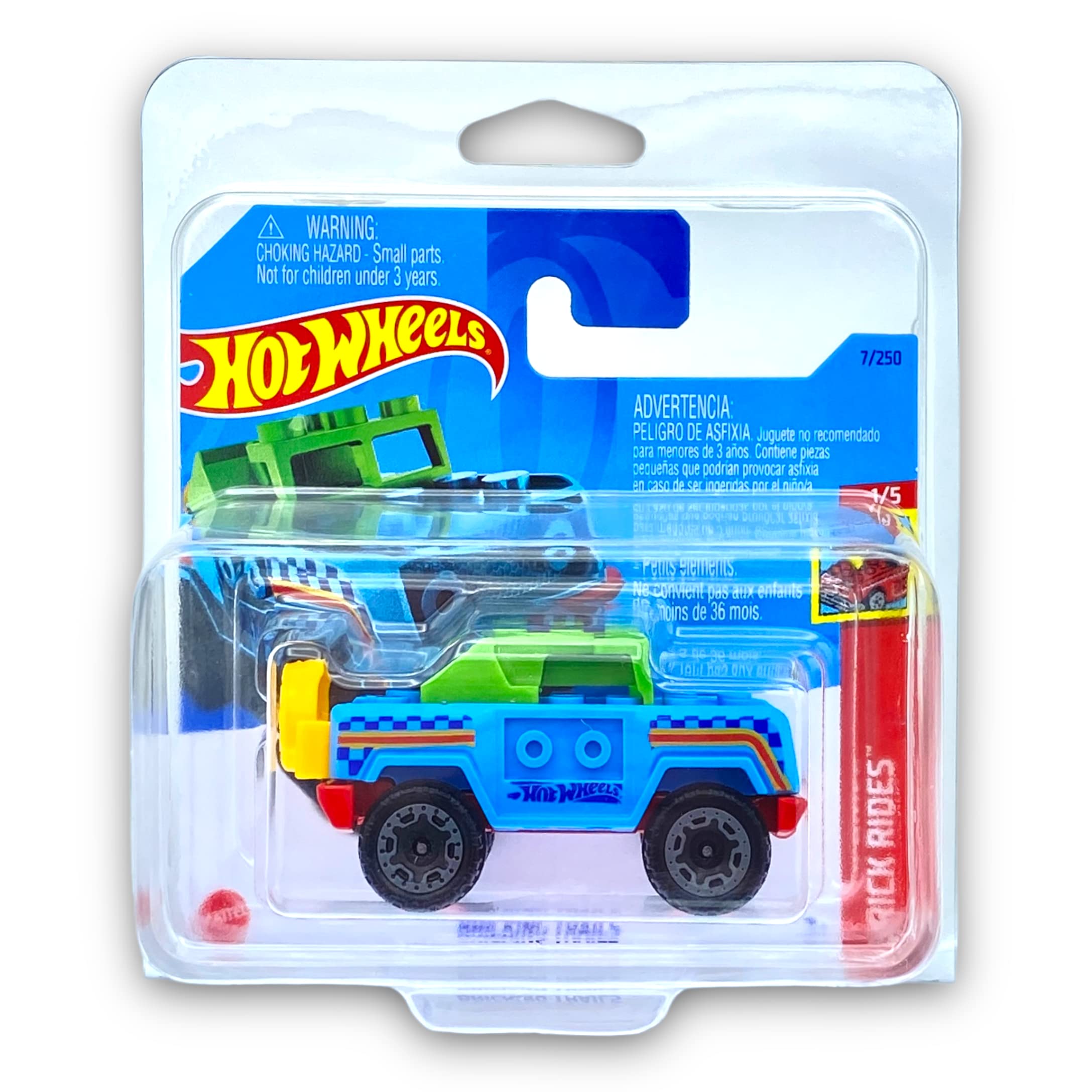 Hot Wheels Bricking Trails (Blue, Green & Red) 1/5 Brick Rides 2023-7/250 (Short Card) - COMES IN A KLAS CAR KEEPER PROTECTIVE COLLECTORS CASE - HKH15
