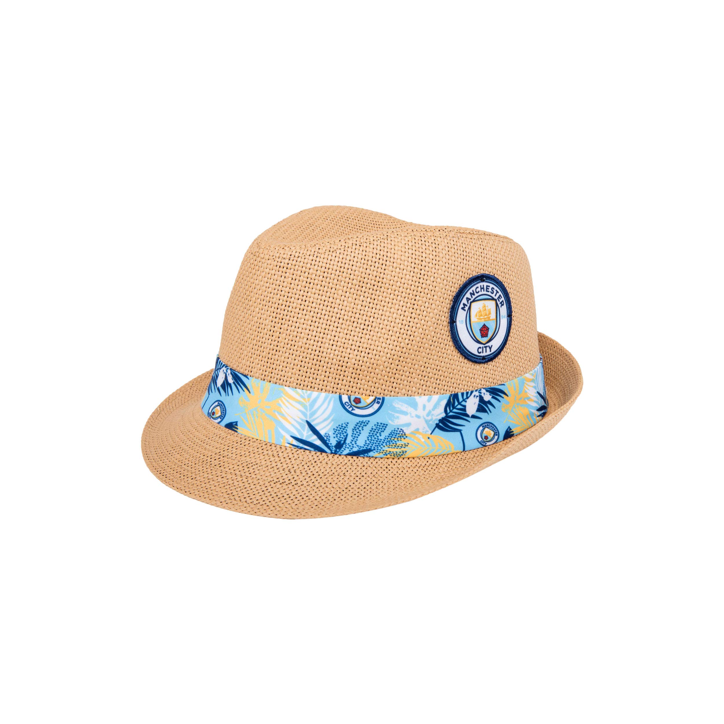 FOCO Officially Licenced Manchester City FC Men's Football Trilby Straw Sun Hat Multicolour