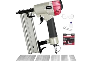 KEENTECH Pneumatic Brad Nailer Kit, Aluminum Open Magazine Design, Fires 18 Gauge 5/8" to 2" Brad Nails, with Carrying Case, Safety Glasses, 3000pcs Nails（KT-F50GF）