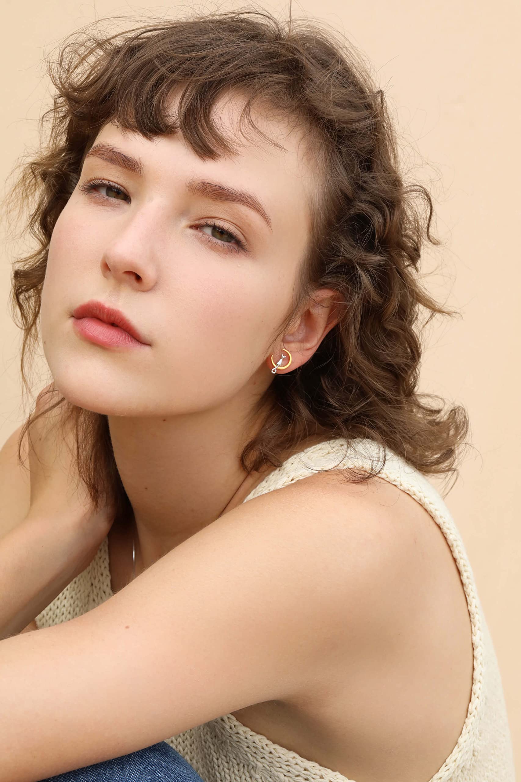 S.Leaf 18Karat Plated Cat Earrings for Women 925 Sterling Silver Hypoallergenic Cat Moon Stuff Lovers Jewelry for Women Trendy Birthday Friendship Anniversary Best Gifts for Women Her Party