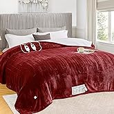 greenoak Heated Blanket Electric Queen Size 84"X90" Dual Control, Heating Blanket with 10 Levels 1/2/4/6/8 Hours Auto-Off, Soft Sherpa Warm Christmas Blanket,Red