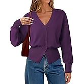 Gaharu Womens Open Front Cardigan Sweaters Long Sleeve Knitted Button Tops Casual V-Neck Peplum Outerwear for Women Trendy