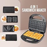 Belaco 4 in 1 Sandwich Maker Panini Waffle Grill Non-Stick Plates view 7