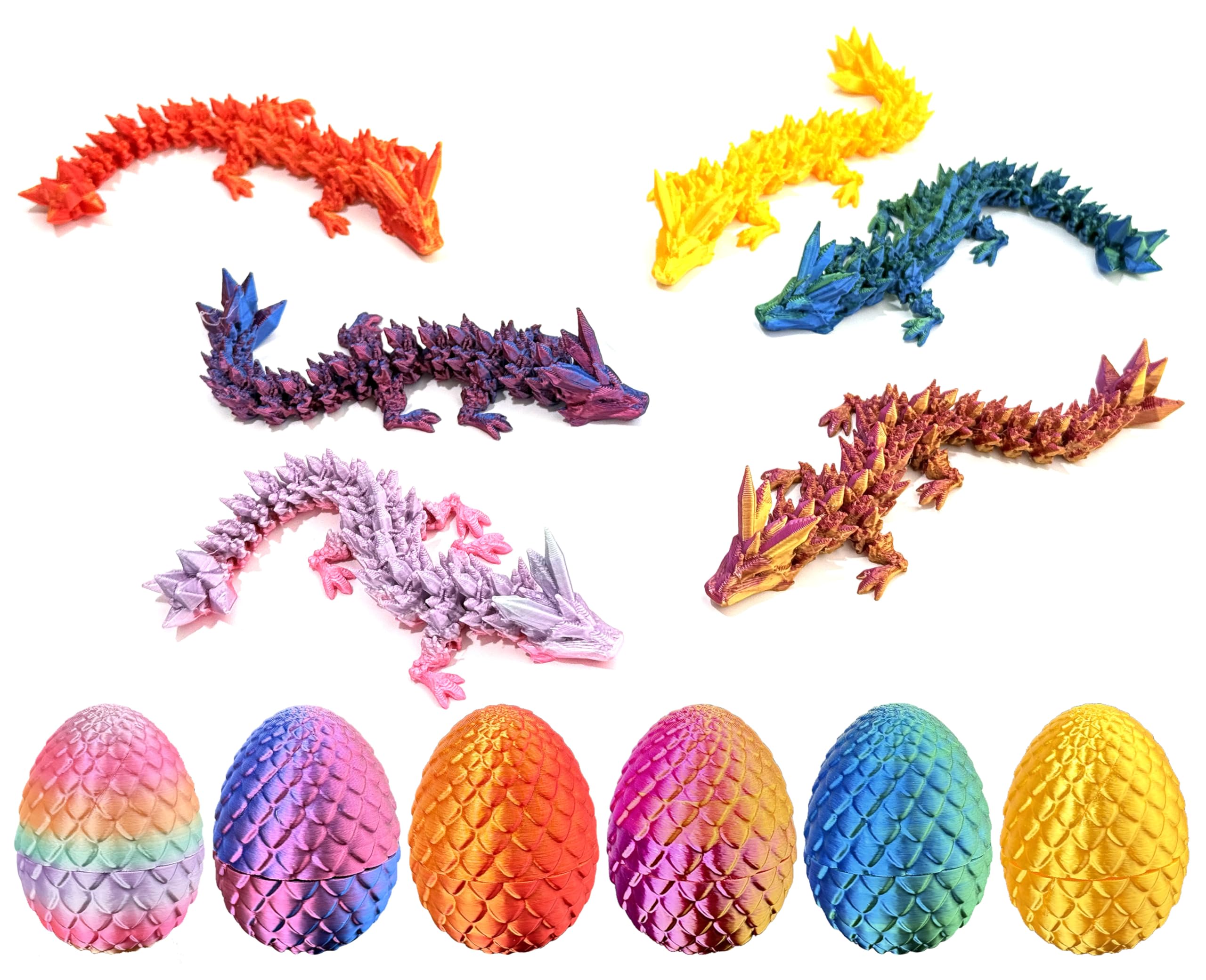 Photo 1 of 6 Pcs 3D Printed Dragon Eggs with Dragon Inside,Mystery Dragon Egg Articulated Dragon Fidget,Home Office Decor Executive Desk Gifts