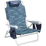 Amazon Com Nautica Reclining Portable Beach Chair With Insulated Cooler Mint And Blue Sports Outdoors