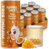 Mango Passion Fruit Boba Drink, Sparkling Juice with Popping Pearls, 24Pack | Tropical Ready-to-Drink Beverage with Bursting Fruit Pearls, Refreshing Canned Juice for Any Occasion