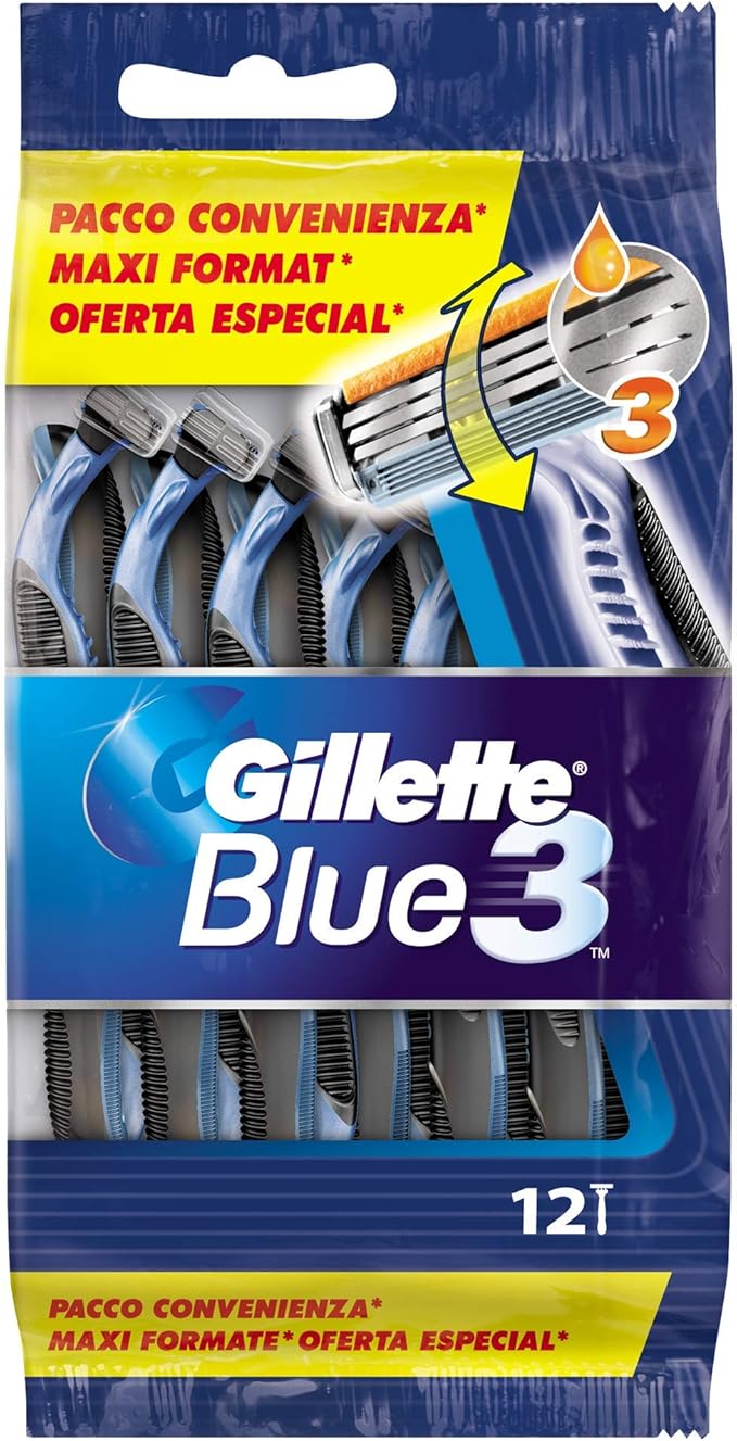 Gillette Blue3 Maquinillas Desechables Para Hombre - 12 unidades ...