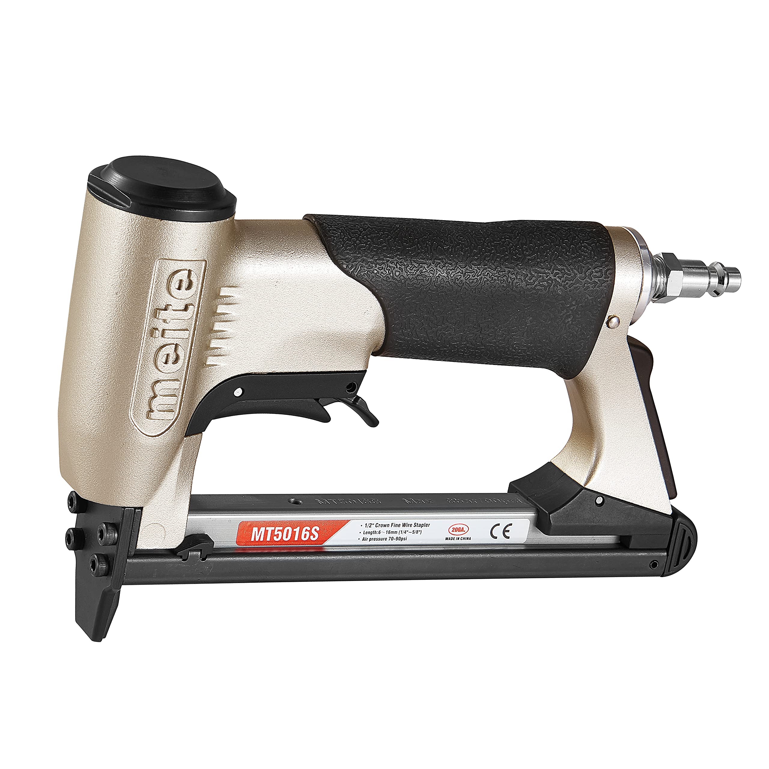 meite MT5016S Upholstery Staple Gun, Air Upholstery Stapler with Safety Switch for Carpet, Funiture and Woodworking, Uses Type 50 6-16 mm Length Staples