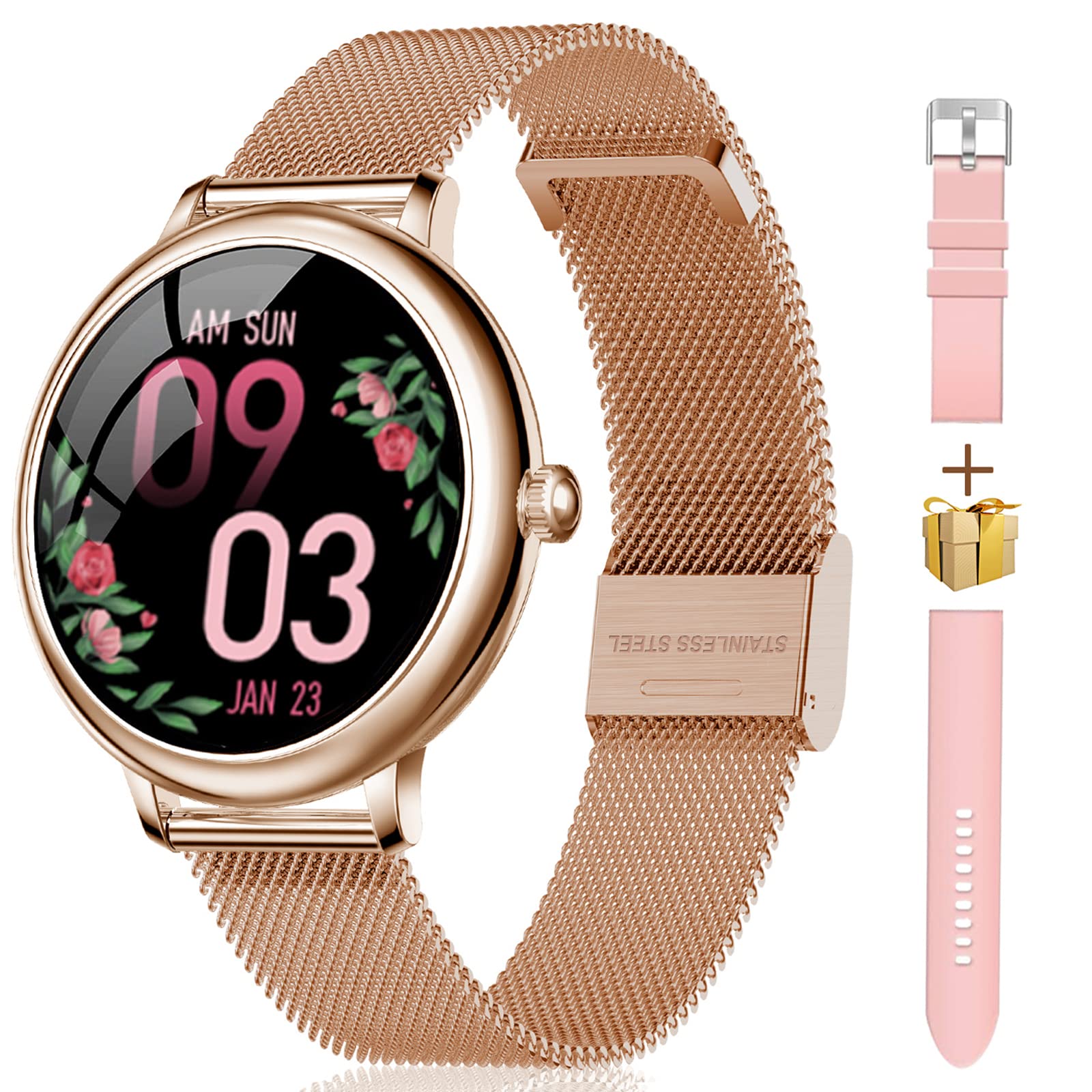 LIEBIG Smart Watch for Women, Full Touch Fitness Watch Tracker with Female Function Heart Rate Monitor Blood Pressure Ladies Smart watches IP67 Waterproof Sports Smartwatch Pedometer for Android iOS