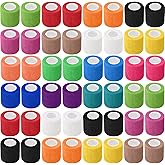 Treela 96 Pack Self Adhesive Bandage Wrap 2 Inch X 5 Yard Self Adherent Cohesive Bandages Elastic Athletic Sports Tape Breathable Wound Tape for Stretch Athletic Wrist Ankle (15 Colors)