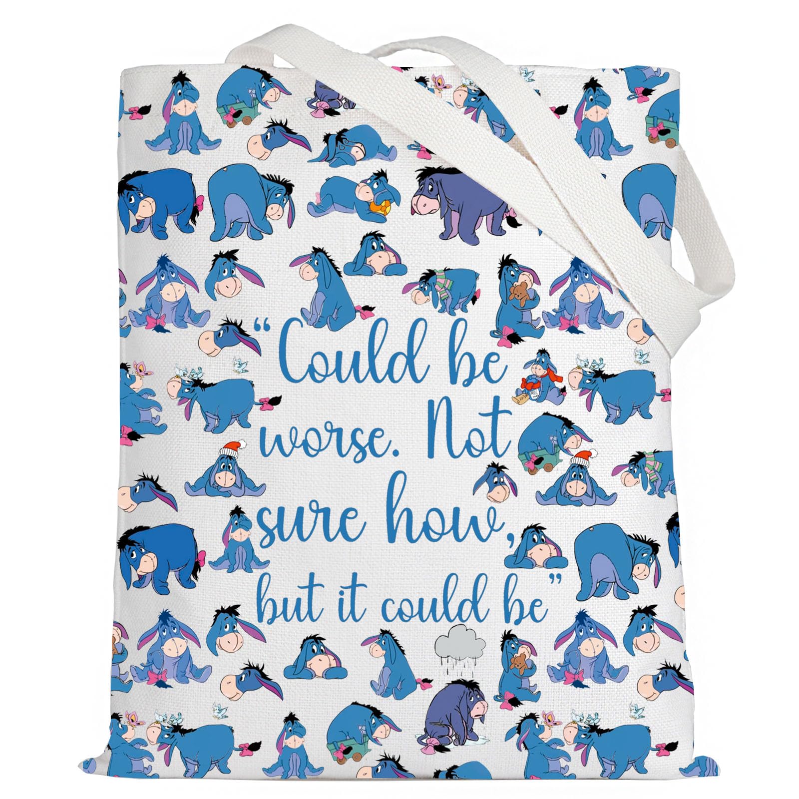 LEVLO Eeyore Quote Make Up Bag Eeyore Fans Gifts Could Be Worse Not Sure How But It Could Be Eeyore Makeup Zipper Pouch Bag Be Worse Full T