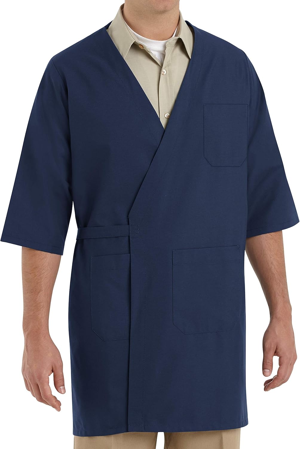 Red Kap Men's RK Collarless Butcher Wrap: Clothing