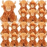 Blueweenly 20 Pcs Highland Cow Stuffed Animal Toy 6 Inch Brown Stuffed Highland Cow Plush Realistic Cattle Plushie Doll Gifts for Stress Relief Kids Boys Girls Presents Birthday Party Favors
