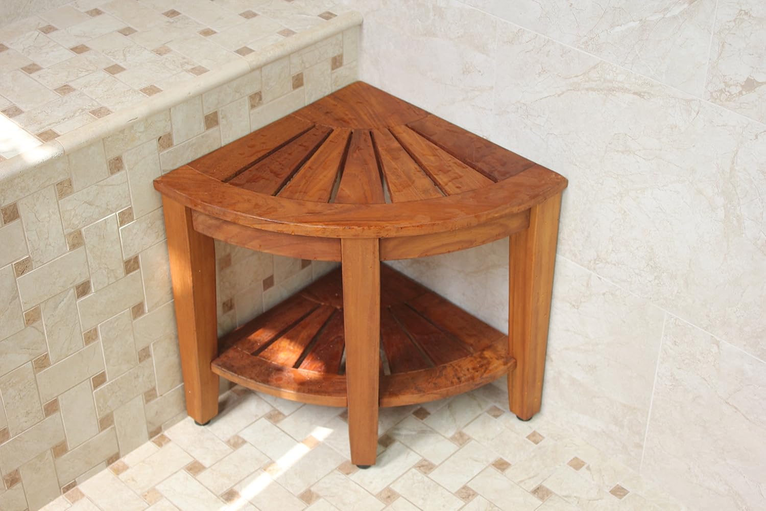 The Original Kai 15.5" Corner Teak Shower Bench with Shelf eBay