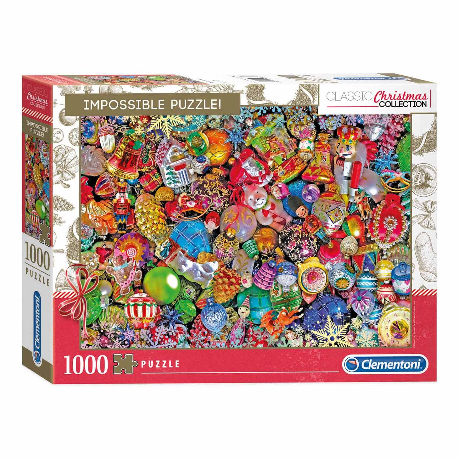Clementoni Collection-Impossible Jolly Christmas 1000 Pieces, Christmas Made in Italy, Adult Puzzle, 39585, Multi-Coloured